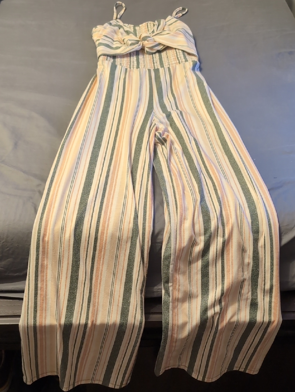 No Boundaries Cream, Olive & Blush Striped Wide-Leg Jumpsuit
